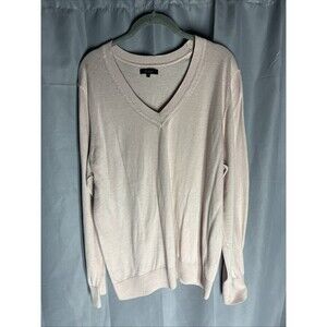 Quince Pink V Neck Long Sleeve Sweater Size XL Organic Cotton Blend Career Soft